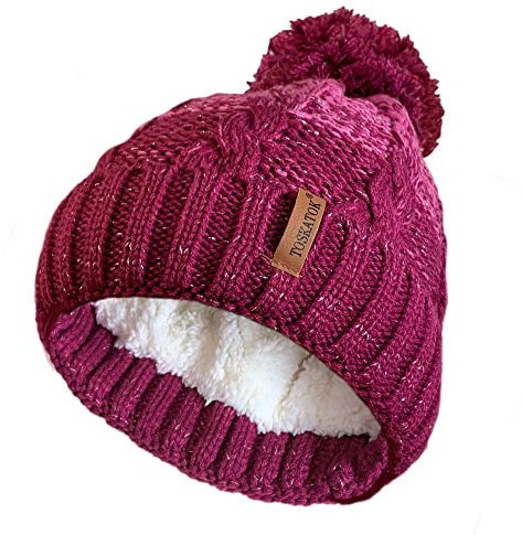 Girls STORMACTIVE 100% Waterproof Warm Cable Knit Winter hat with Pompom and Thermal Cosy Liner