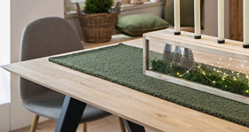 Tischläufer Moos in Teddyfell Optik, grün, 40x140 cm, weich, Mitteldecke
