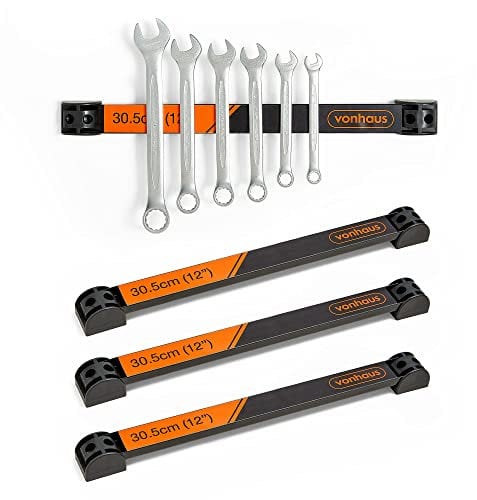 VonHaus Lot de 4 Porte-Outils Magnétiques de 30,5 cm - Barres Magnétiques Robustes pour Rangement - Porte Outils Mural pour Clés et Tournevis, Capacité de 9 kg
