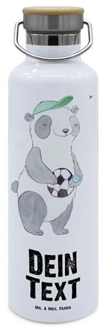 Mr. & Mrs. Panda Personalisierte Trinkflasche Fußballtrainer Herz - Personalisierte Geschenke, Rente, Fußballspiel, Trinkflasche bedrucken,