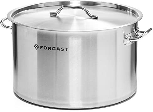 Forgast Edelstahl Kochtopf | 23L Liter | ⌀35cm | Deckel | Topf | Induktion, Gasherd, Elektro | Spülmaschinengeeignet | Induktionsgeeignet | Edelstahlkochtopf Standard