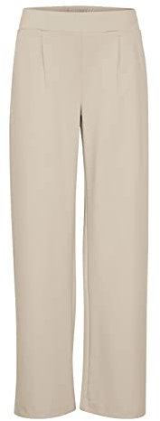 b.young BYRIZETTA Wide Pants 2 Damen Hose Stoffhose mit Stretch Wide Leg weites Bein mit elastischem Bund und Bundfalten, Größe:M, Farbe:Safari (151116)