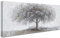 Baum des Lebens Mit Rahmen Leinwand Bilder Grau Silber Blühender Baum Bild auf Leinwandbilder Malerei Poster Pictures Wandbilder Groß Bild für Wohnzimmer Schlafzimmer Wanddekoration 50x120cm