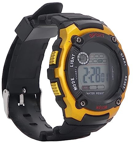 Alomejor Leuchtende Sportuhr, Elektronische Sportuhr mit Großem Bildschirm, WR30M, Wasserdicht, Robust, für (Gold)