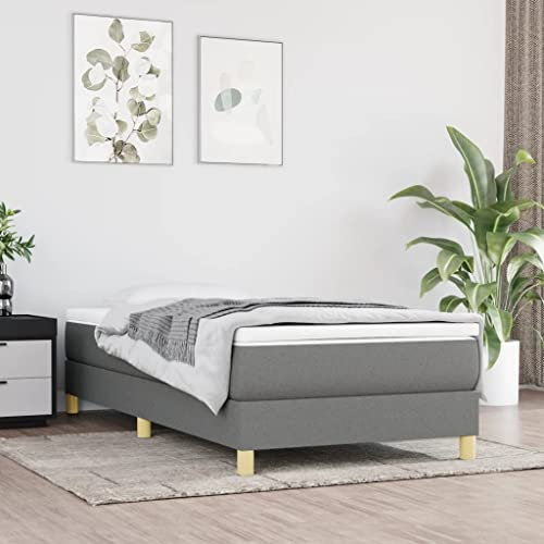 SKM Lit à sommier tapissier gris foncé 90 x 190 cm tissu poids : 17,1 kg 3120575