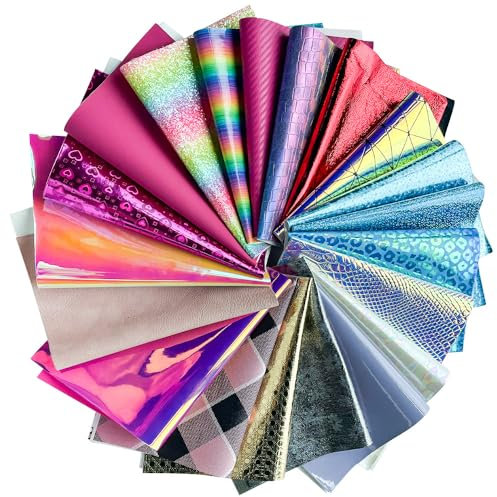 XHT 20 Stück zufälliges Kunstleder mit verschiedenen Farbstilen, 20 x 30 cm, verwendet für die Herstellung von Ohrringen, kleinen Spielzeugen und Schneiden und Spleißen DIY-Projekte (20PCS-A4)