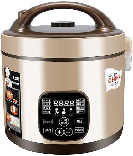 SilteD Intelligent Rice Cooker 5L Multi Digital Programmable Food Steamer Low Removal Sugar Grain Maker Stainless Steel Double Inner Pot,Gold