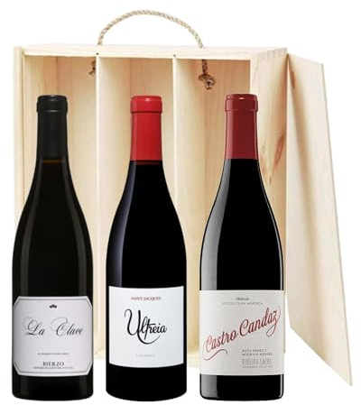 VINESENCIA - Estuche regalo vinos gourmet La Clave, Ultreia y Castro Candaz - Pack 3 botellas de vinos buenos para regalar