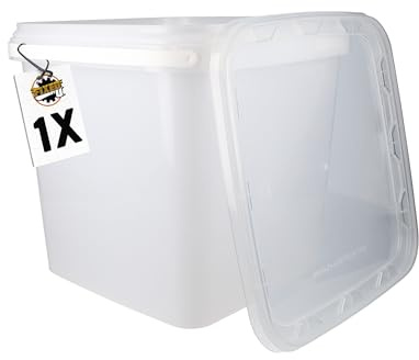 FixedByU Eimer mit Deckel 9L transparent eckig Plastikeimer Lebensmittelecht Luftdicht und Stabil Leere Eimer mit Griff und Deckel Geeignet für Lebensmittelchemie Waschpulver Klebstoffe