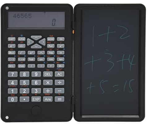 Calculadora Portátil con Bloc de Notas, Calculadora Científica con Pantalla LCD de 10 Dígitos con Tableta de Escritura Borrable, Calculadoras de Escritorio Básicas Silenciosas