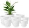 Homeuouz 8 Packs Blumentopf mit Untersetzer, 19/17.5/16.5/16/14/13/11.5/10cm Pflanzentopf, Plastik Übertopf, Hydrokultur Topf, Blumentöpfe Set Ideal für Innen und Balkongärten,Weiß