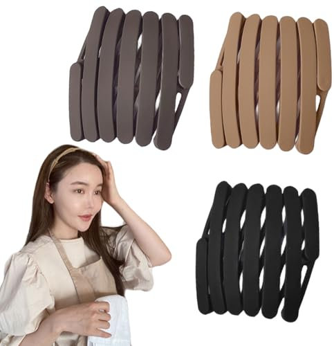 scicent Haarband 3 Stück Faltbar Haarreifen Männer Zickzack Haarschmuck Matt Rutschfest Stirnband Mode Haarbänder Mehrere Stile Geeignet für Sport, Fitness, tägliches Make-up - 23306