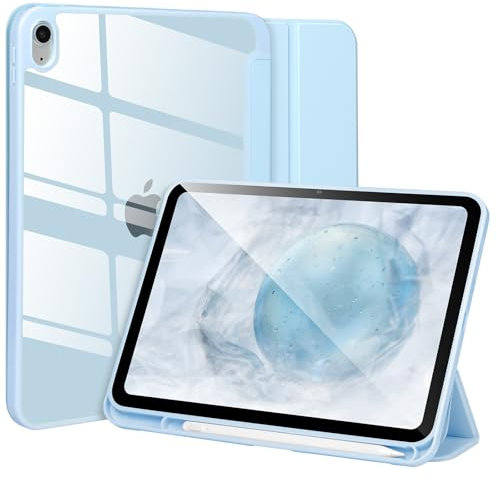 Hülle kompatibel mit iPad 10. Gen 2022 10.9’‘,stoßfeste durchsichtige Hartschalenhülle mit Stifthalter,Tablet-Hülle für iPad 10. Gen 10.9’’ mit automatischem Wake/Sleep,Blau
