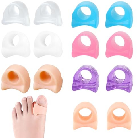 Toe Separators for Overlapping Toes, 7 Pairs Clear Gel Hammer Toe Straighteners, Correct Bent Toes, Single Gel Small Toe Separator for Overlapping Toes, for Pain Relief