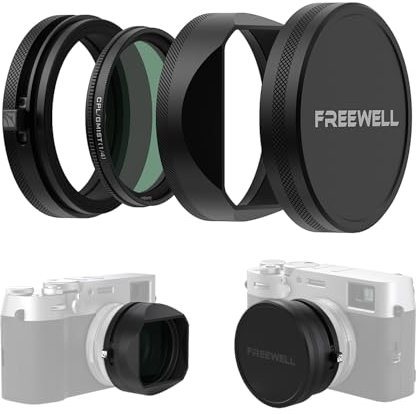 Freewell CPL/GMIST (1/4) Filter Kit mit Gegenlichtblende für Fuji X100 Serie (X100, X100S, X100F, X100T, X100V, X100VI) (Schwarz)