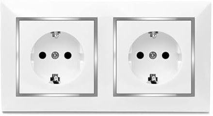 Enchufe Doble de Schuko, Enchufe de Pared, Toma de Corriente Doble, Enchufe para Montaje en Superficie, 10AX,16A,250V, Ideal para el Hogar y la Oficina