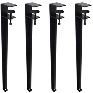 Adjustable Metal Clamp Table Legs FShape Dining Desk Foot with Floor Protectors Black 15.7in