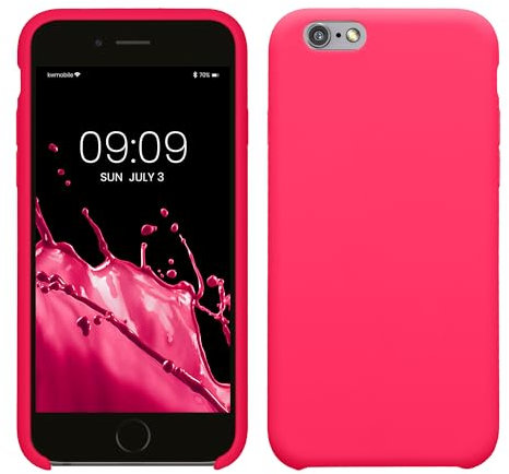 kwmobile Carcasa Compatible con Apple iPhone 6 / 6S Funda - Case TPU y Silicona antigolpes - Apto Carga inalámbrica - Rosa neón