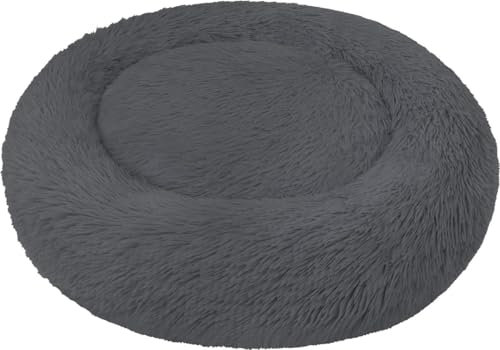 normani Rundes Hundebett für große und kleine Hunde - Ergonomisches Hundekissen Donut - Hundecouch mit hohem Rand Farbe Anthrazit Größe 80 cm x 80 cm x 24 cm