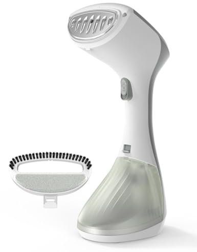 QEXREED Clothes Steamer, 1300w Steamer with 260ML Large Tank, Ironing& steaming, 2 Steam Settings, Fabric Wrinkle Remover, Compact Travel Size, Portable Handheld Design for Home, Office