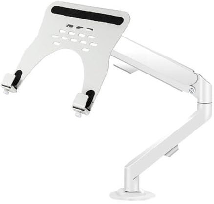 Monitor Arm Desk Mount,Laptop Arm Mount for Desk Holds 4.4-19.8lbs, 2 in 1 Adjustable Gas Spring Arm Single Monitor Desk Mount with Tray for 17-30 Screens or 10-16 Laptops(Svart)(Bianco)