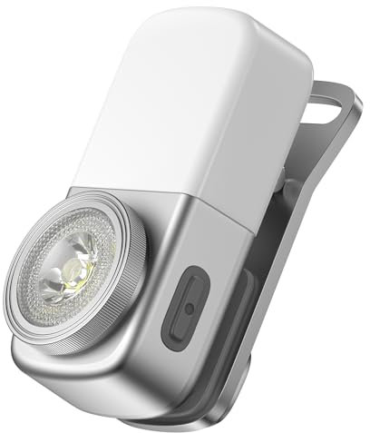 OOWOLF Mini Taschenlampe Led Aufladbar - 250 Lumens USB-C Clip Lampe für Camping Läufer und Sicherheitswarnungen (Silber)