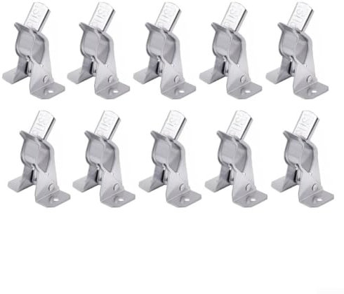 Vilgftyiet 10-Piece Metal Tool Clips Hook Set - Silver, Versatile Spring Clips for Garage and Storage Organization, Strong Grips for Shovels, Brooms, Mops, and Brushes