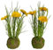 Botanic-Haus künstliche Frühlingsblumen (Frühlingsblumen-Arrangement) im grünen Erdballen, Farbe: gelb (2 Stück)