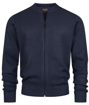 Indicode Herren INLaos Strickjacke mit Rundhalsausschnitt & Reißverschluss | Cardigan für Männer Navy, L