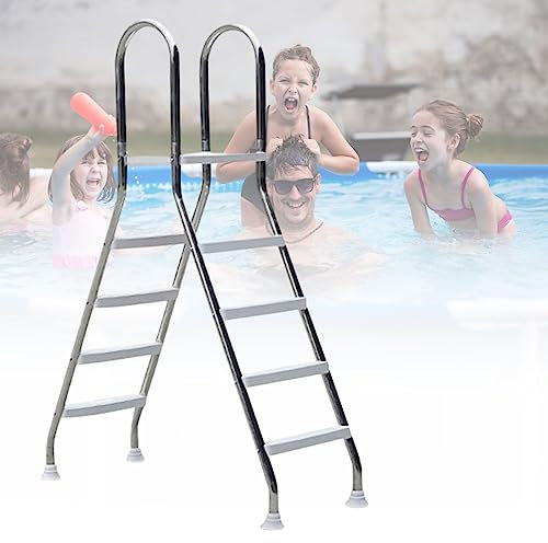 4+4 steps,Pool Ladder Above Ground 52 Corrosion-Resistant 304 Stainless Steel Frame Heavy Duty Plastic Non-Slip Steps, Load Capacity 500lb, Great for Support Swimming Pool, Inflatable Swimming Pool