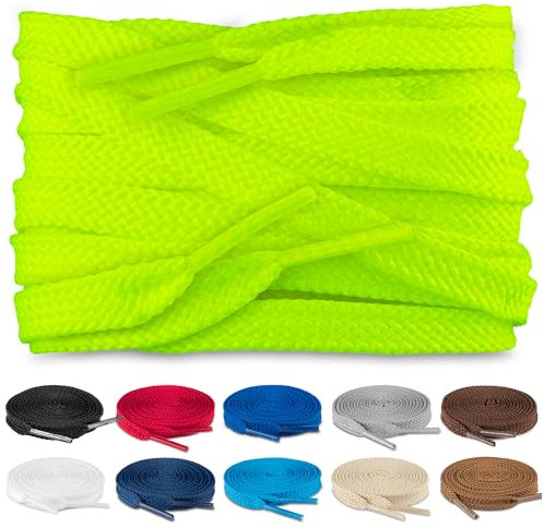 TULMERO SULPO 2 Paare Schnürsenkel Flache 8mm für Schuhe hell Neon Grün 90 cm