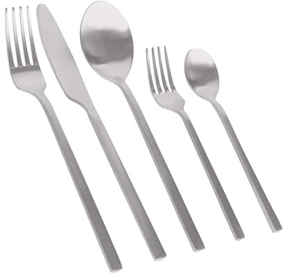 Argon Tableware 20 Piece Silver Stainless Steel Cutlery Set – Classic Dining Set for 4 People with Knives, Forks, Spoons & Cake Forks – Dishwasher Safe Elegant Tableware