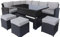 Rattan Garden Furniture Set with Rising Table 8 Seater – Outdoor Corner Sofa Dining Set with Adjustable Table and Footstools – Steel Frame Patio Set with Cushions – Brown Wicker