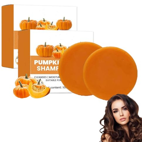 Kürbiskernöl für Haarwachstum, Shampoo-Seife, Kürbis-Shampoo-Riegel und Spülung zur Haarpflege und -stärkung, Kürbisöl für Haarwachstum, Pflege für trockenes, strapaziertes Haar (2pcs)
