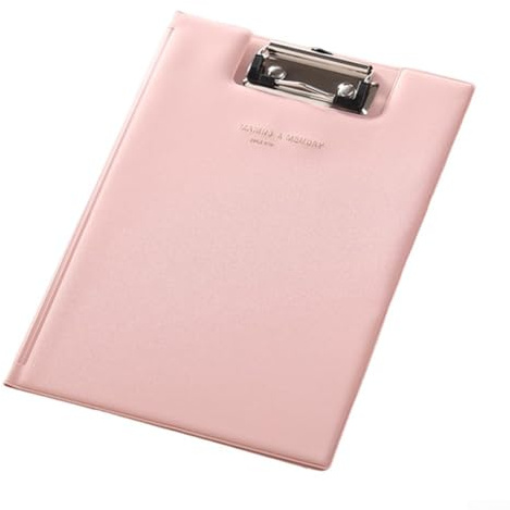 Klemmbrettmappe Für DIN A4, Pad Halter Clipboard Foldable Writeboard Mit Sicherem Klemmsystem Und Pflegeleichter Kunststoffbeschichtung, Für Büro/Baustelle/Schule (Rosa)