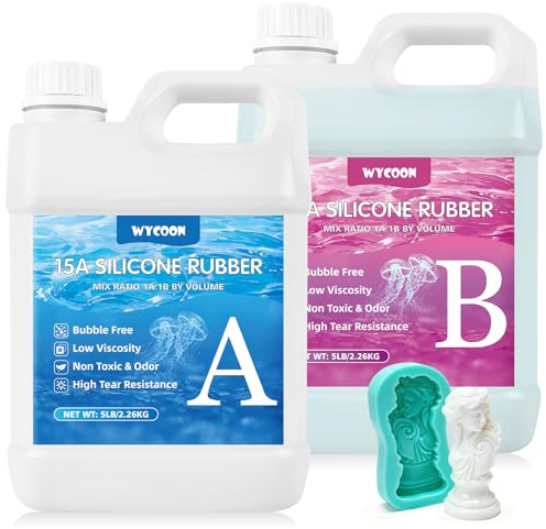 WYCOON Gomma siliconica liquida per stampi - 15 Shore A, Non tossica a Cura Rapida (1:1), per la Realizzazione di stampi per Resina epossidica, Candele, Gesso e Fai da Te (Verde Giada, 4.52kg)