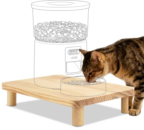SZEE Automatic Cat Feeder Elevated Stand/Cat Bowl Stand Table, Raises Feeder/Bowl by 6cm, Premium Solid Wood Material, Relieves Spine and Joints Noticeably on Pets, Laptop Monitor Raiser