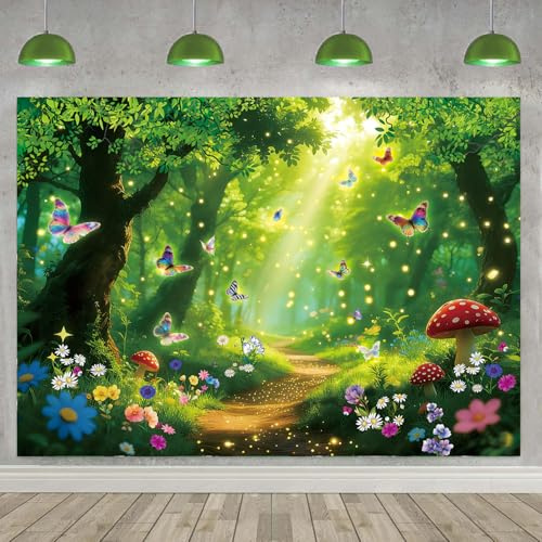 Enchanted Forest Photography Backdrop Forest Wonderland Woodland Background for Kids Birthday Baby Shower Tea Party Party Decorations (8x6FT（240x180cm）)
