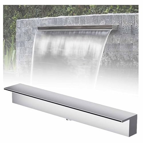 Générique Fontaine Cascade en Acier Inoxydable pour Bassin et terrasse - 90 cm de Hauteur, avec Large Plateforme d'écoulement (Noir)