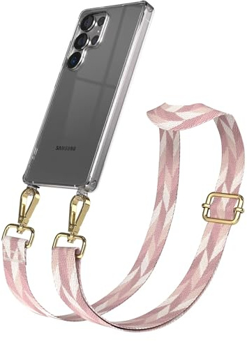 EAZY CASE Handykette - Verstellbares Taschenband kompatibel mit Galaxy S25 Ultra, Schulterriemen, Handykordel mit Silikon Hülle, Umhängetasche, Rosa Mix Gold