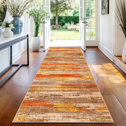 TFEHXYZU Lang Teppich Läufer Flur Teppich Küche Waschbar rutschfest 70 x 350 cm Küchenläufer Bettumrandung Teppichläufer Flur Teppich Läufer für Küche Eingangsteppich Bodenmatte Schmutzfangmatte
