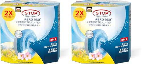 Pattex AERO 360° Wildblumenwiese Tabs Nachfüllpack, reduzieren Feuchtigkeit und schlechte Gerüche, Nachfülltabs für den Luftentfeuchter AERO 360°, 2er-Pack (2x450g) (Packung mit 2)