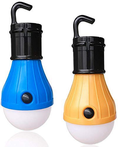 Ankier Camping Lights, 2 pack Portable LED Lantern Tent Light Bulb Battery Powered Camping Equipment for Outdoor Camping Hiking Fishing (Blue & Yellow)