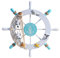 WINOMO Steuerrad Schiff Deko: 28 CM maritime Deko Steuerrad aus Holz - mit Muschel und Fischnetz - maritime Wanddeko für Badezimmer Wohnzimmer