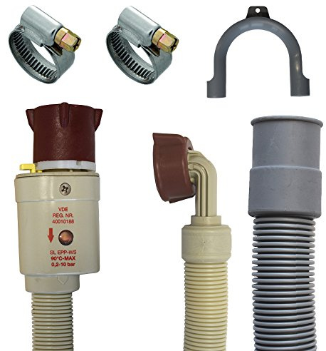 Anschluss Set Aquastopschlauch +Ablaufschlauch +2Schellen für Waschmaschine und Geschirrspüler (2 Meter)