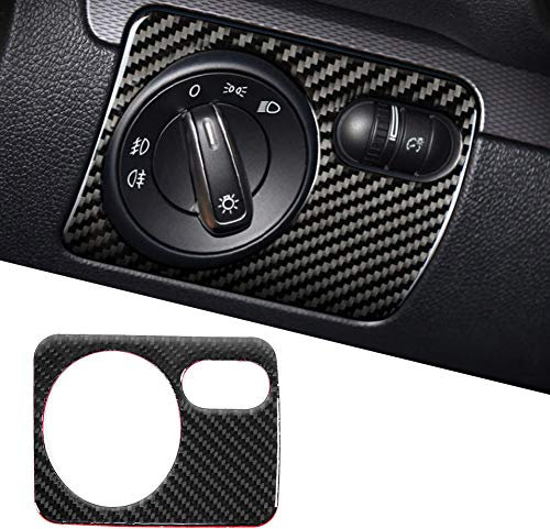 Qiilu Scheinwerfer Schalterrahmen, Carbon Scheinwerfer Schalter Panel Cover Trim Auto Innendekoration für Golf 6 2008-2012