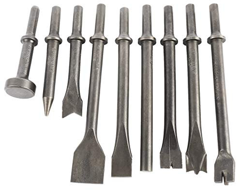 BTSHUB Pneumatic Chisel Set 9pcs Air Hammer Punch Chipping Bits Hammer Drill Tool for Tile Masonry Concrete Brick Stone Work