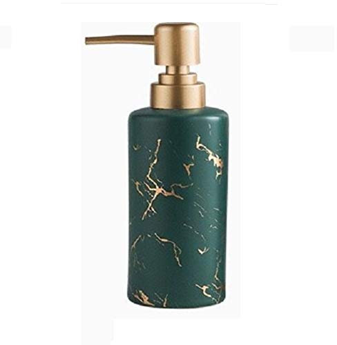 FülleMore 250ml Keramik Seifenspender Flüssigseifenspender luxuriös Gold Marmor Optik Pumpseifenspender Lotionspender Spülmittelspender 18.5x8.3cm für Bad Dusche Küche (Grün)