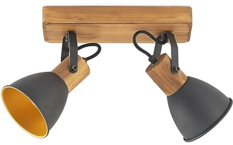 Lindby Strahler 'Merela' (Skandinavisch) in Schwarz aus Holz u.a. für Wohnzimmer & Esszimmer (2 flammig, E14) - Deckenlampe, Deckenleuchte, Lampe, Spot, Wohnzimmerlampe
