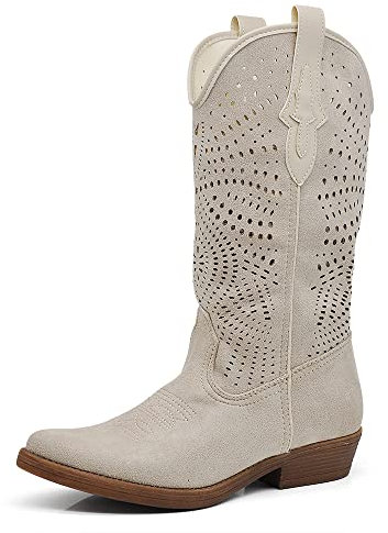 IF Fashion Scarpe Stivali Stivaletti Alla Caviglia Camperos Texani Primaverili Estivi Traforati da Donna C19004-5 beige N.36